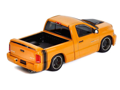 2003 Dodge Ram SRT-10 Pickup Truck Yellow with Black Tail Stripe 1/64 Diecast Model Car by Shoom64 Models-3