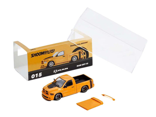 2003 Dodge Ram SRT-10 Pickup Truck Yellow with Black Tail Stripe 1/64 Diecast Model Car by Shoom64 Models-0