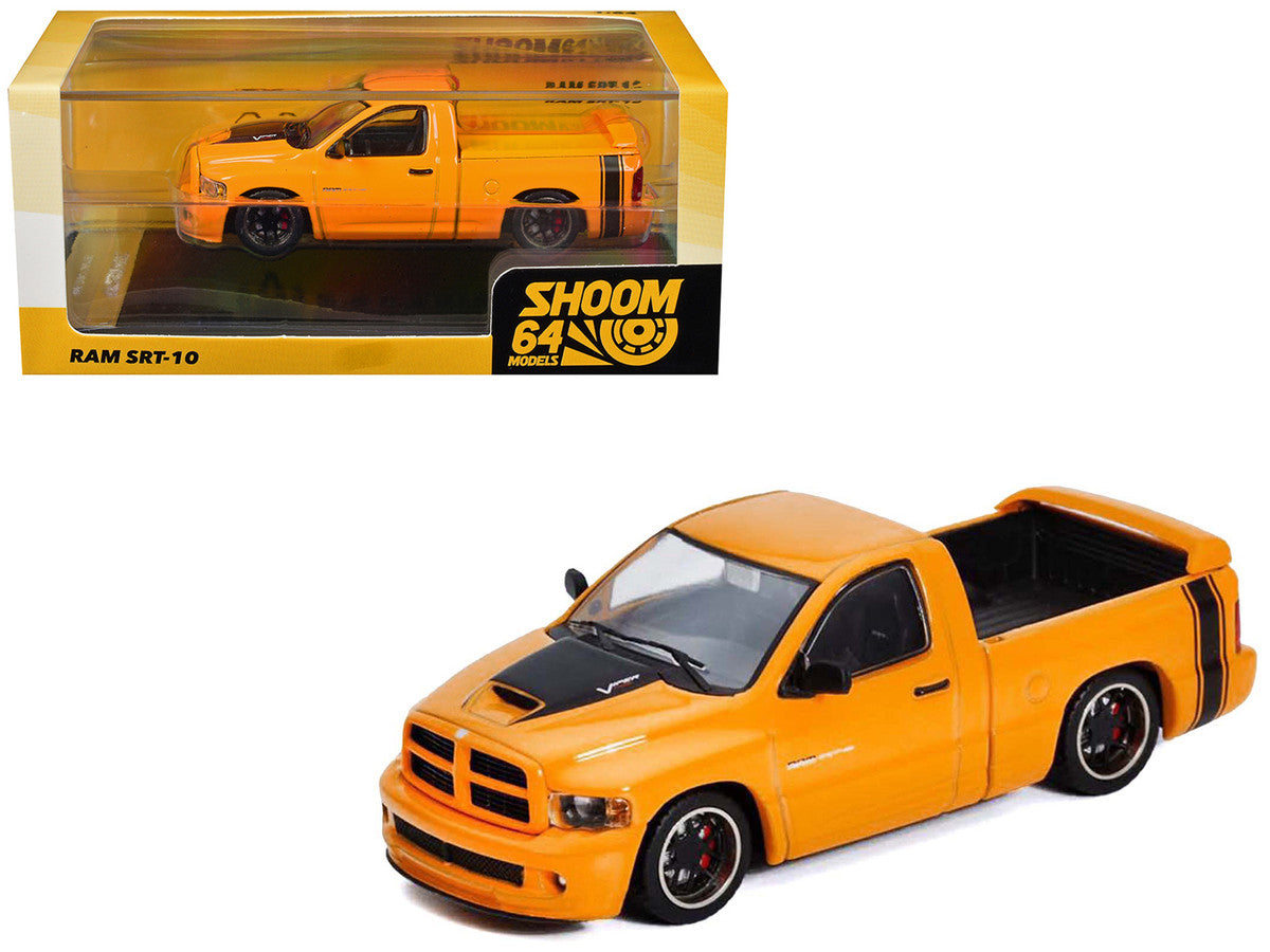 2003 Dodge Ram SRT-10 Pickup Truck Yellow with Black Tail Stripe 1/64 Diecast Model Car by Shoom64 Models-4