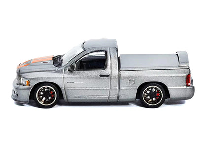 2003 Dodge Ram SRT-10 Pickup Truck Gray Metallic with Orange Stripes 1/64 Diecast Model Car by Shoom64 Models-2