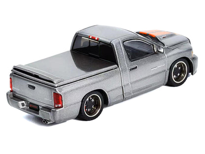 2003 Dodge Ram SRT-10 Pickup Truck Gray Metallic with Orange Stripes 1/64 Diecast Model Car by Shoom64 Models-3