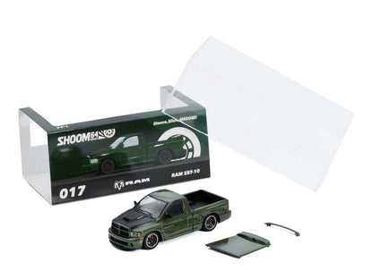 2003 Dodge Ram SRT-10 Pickup Truck Green Metallic with Matt Black Hood 1/64 Diecast Model Car by Shoom64 Models-5