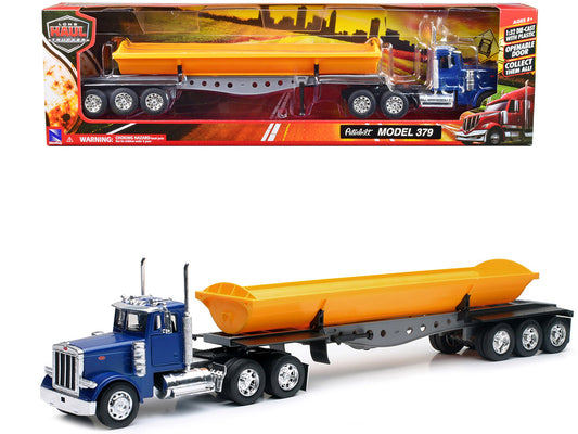 Peterbilt 379 Truck with Side Dump Blue and Yellow Series 1/32 Diecast Model by New Ray