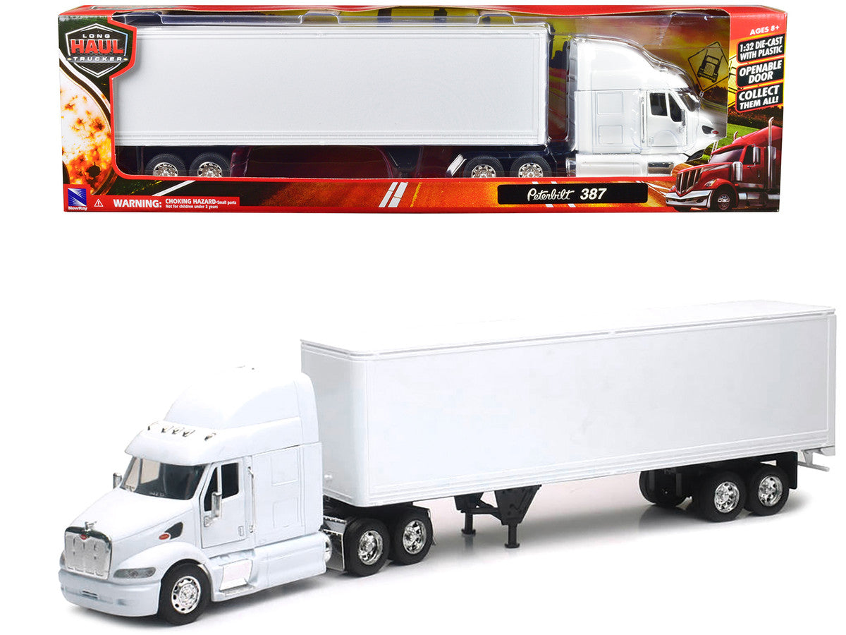 Peterbilt 387 Truck with Dry Goods Trailer White "Long Haul Truckers" Series 1/32 Diecast Model by New Ray by New Ray