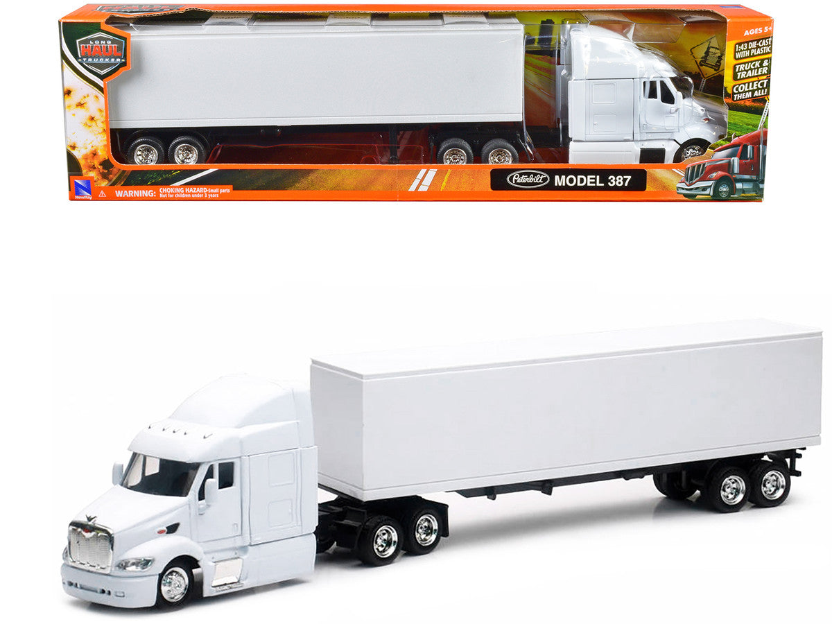 Peterbilt 387 Truck with Dry Goods Trailer White "Long Haul Trucker" Series 1/43 Diecast Model by New Ray by New Ray