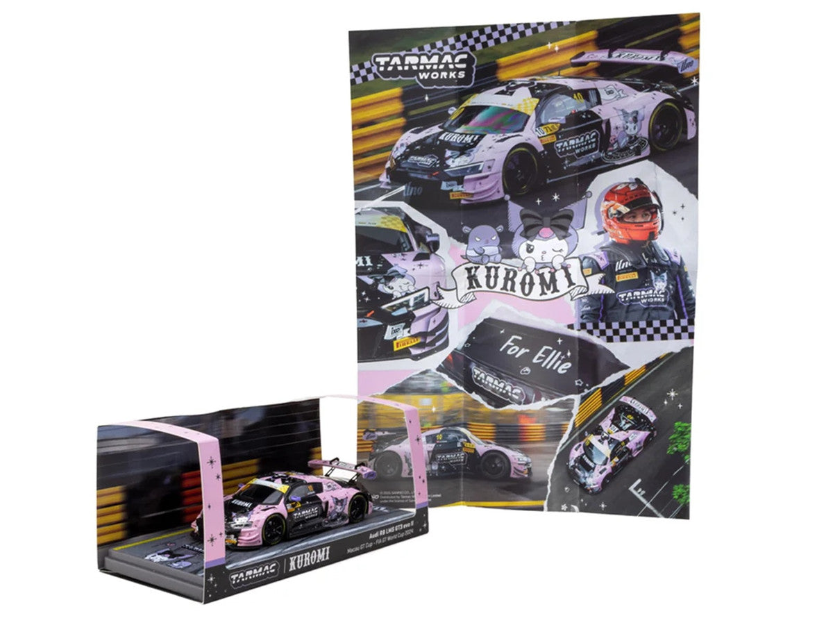 Audi R8 LMS GT3 evo II #10 Adderly Fong "Uno Racing Team - Kuromi" "Macau GT Cup - FIA GT World Cup" (2024) with A4 Poster "Hobby43" Series 1/43 Diecast Model Car by Tarmac Works by Tarmac Works