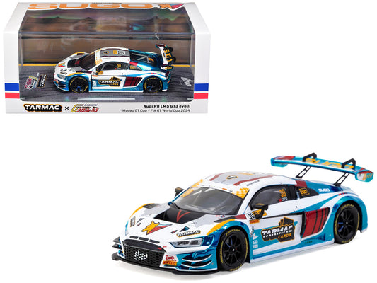 Audi R8 LMS GT3 evo II #30 James Yu "Uno Racing Team" "Macau GT Cup - FIA GT World Cup" (2024) with A4 Poster "Hobby43" Series 1/43 Diecast Model Car by Tarmac Works by Tarmac Works