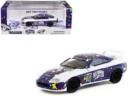 Toyota Supra RHD (Right Hand Drive) #10 "Billionaire Boys Club" Purple and White with Graphics "Hobby64" Series 1/64 Diecast Model Car by Tarmac Works by Tarmac Works