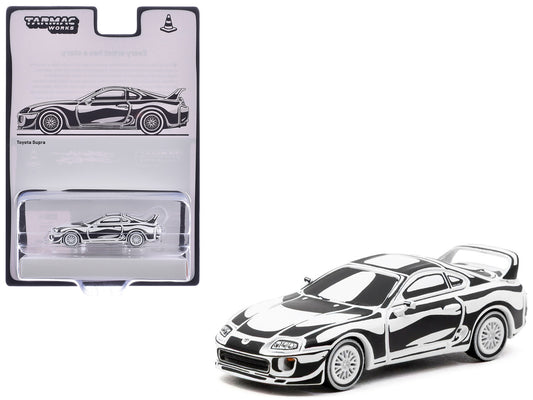 Toyota Supra "Designed by Joshua Vides" Black and White "Hobby64" Series 1/64 Diecast Model Car by Tarmac Works by Tarmac Works