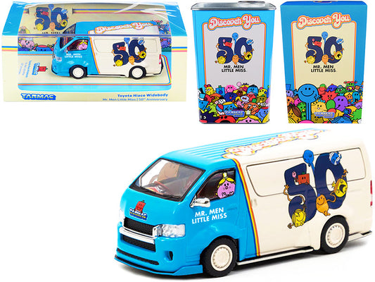 Toyota Hiace Widebody Van "Mr. Men Little Miss 50th Anniversary" (1971-2021) with METAL OIL CAN 1/64 Diecast Model Car by Tarmac Works by Tarmac Works
