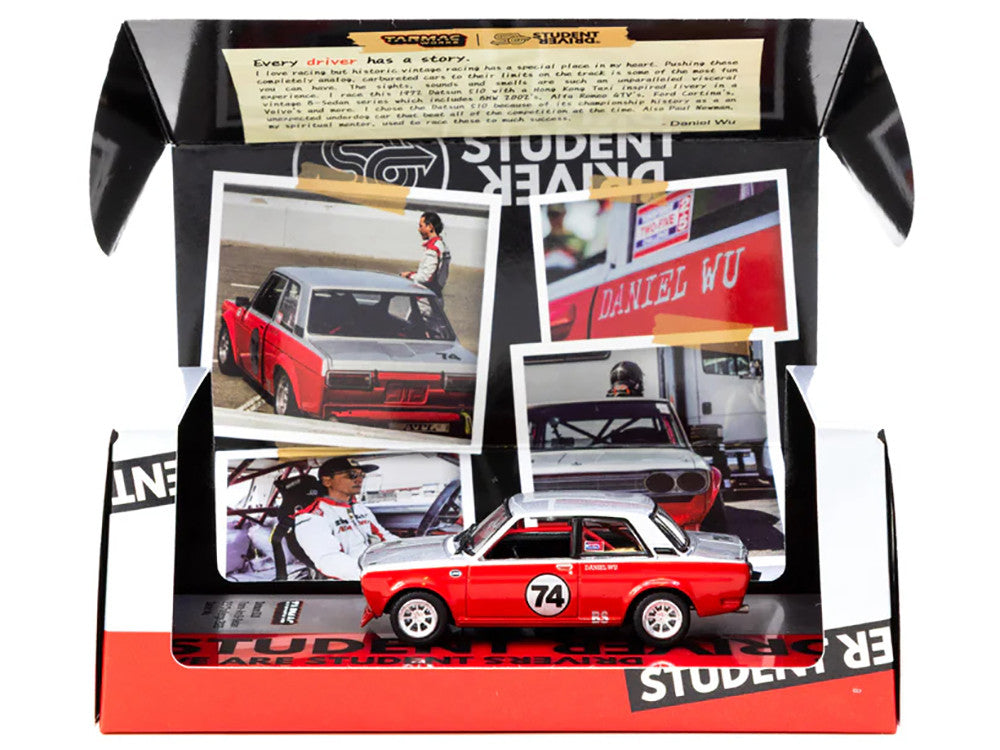 Datsun 510 #74 Daniel Wu "Trans-Am B-Sedan 2.5 Challenge" (2023) Silver and Red "Hobby64" Series 1/64 Diecast Model Car by Tarmac Works by Tarmac Works