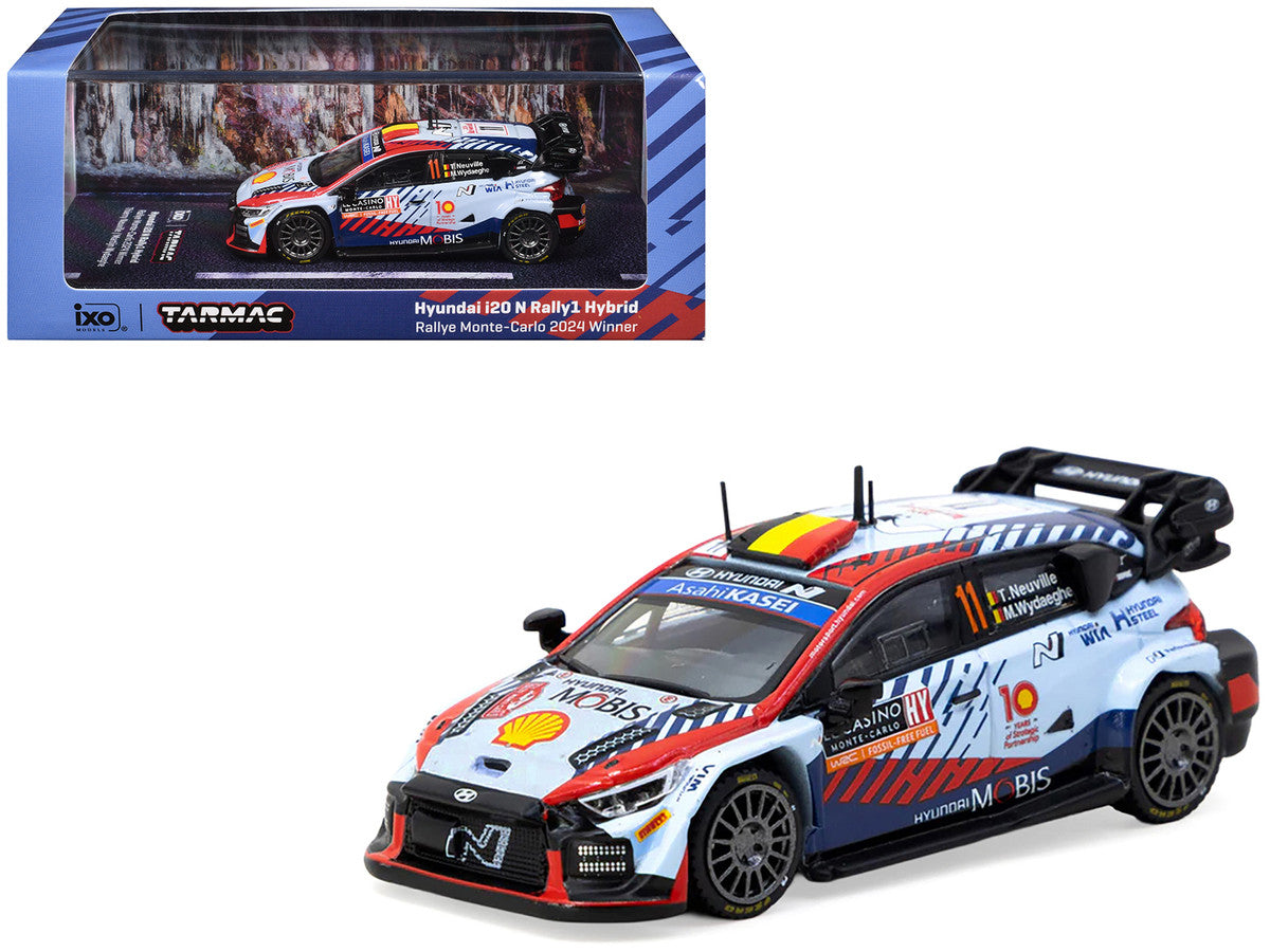 Hyundai i20 N Rally1 Hybrid #11 Thierry Neuville - Martijn Wydaeghe Winner "Rallye Monte-Carlo" (2024) "Hobby64" Series 1/64 Diecast Model by Tarmac Works by Tarmac Works