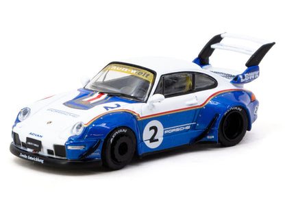 RWB 993 #2 "Liberty Walk" White and Blue Metallic with Container Packaging "Hobby64" Series 1/64 Diecast Model Car by Tarmac Works by Tarmac Works