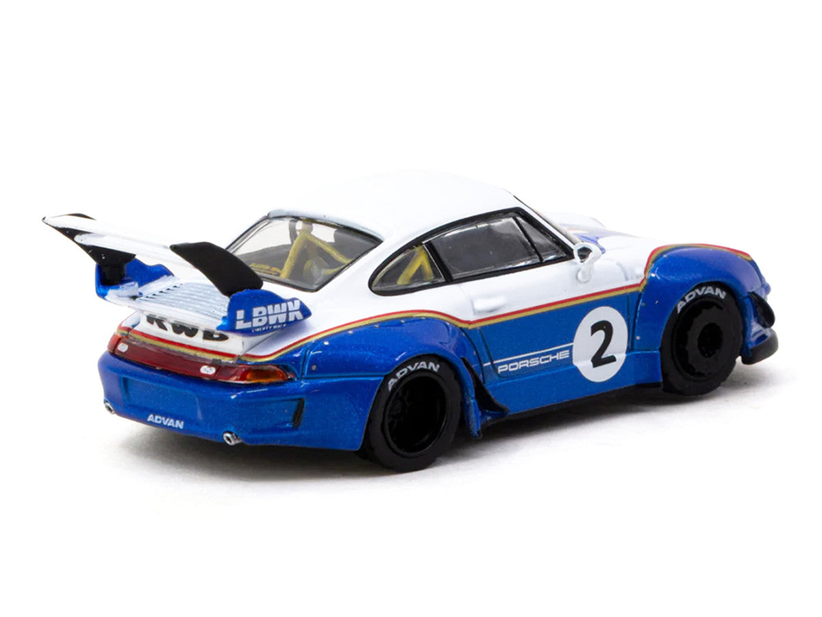 RWB 993 #2 "Liberty Walk" White and Blue Metallic with Container Packaging "Hobby64" Series 1/64 Diecast Model Car by Tarmac Works by Tarmac Works