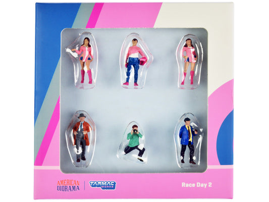 "Race Day 2" 6 piece Diecast Figure Set for 1/64 Scale Models by Tarmac Works & American Diorama by Tarmac Works