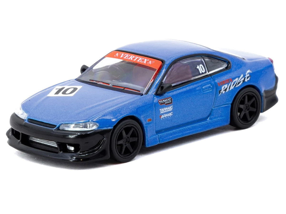 Nissan Vertex Silvia (S15) RHD (Right Hand Drive) #10 "Tarmac Works 10th Anniversary" Blue Metallic "Global64" 1/64 Diecast Model Car by Tarmac Works by Tarmac Works