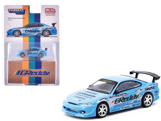 Nissan Silvia (S15) Vertex RHD (Right Hand Drive) "GReddy" Light Blue "Global64" Series 1/64 Diecast Model by Tarmac Works by Tarmac Works