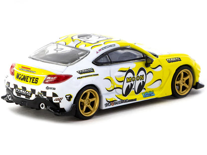 Toyota GR86 RHD (Right Hand Drive) "MoonEyes" White with Yellow Flames and Graphics "Global64" Series 1/64 Diecast Model by Tarmac Works by Tarmac Works