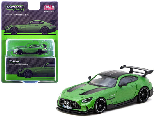 Mercedes-Benz AMG GT Black Series Green Metallic with Black Top and Hood Stripes "Global64" Series 1/64 Diecast Model by Tarmac Works by Tarmac Works