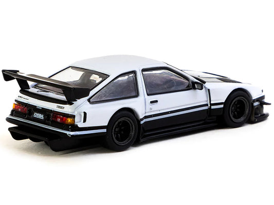 Toyota Sprinter Trueno AE86 Widebody RHD (Right Hand Drive) White and Black with Tarmac Cards "Global64" Series 1/64 Diecast Model by Tarmac Works by Tarmac Works