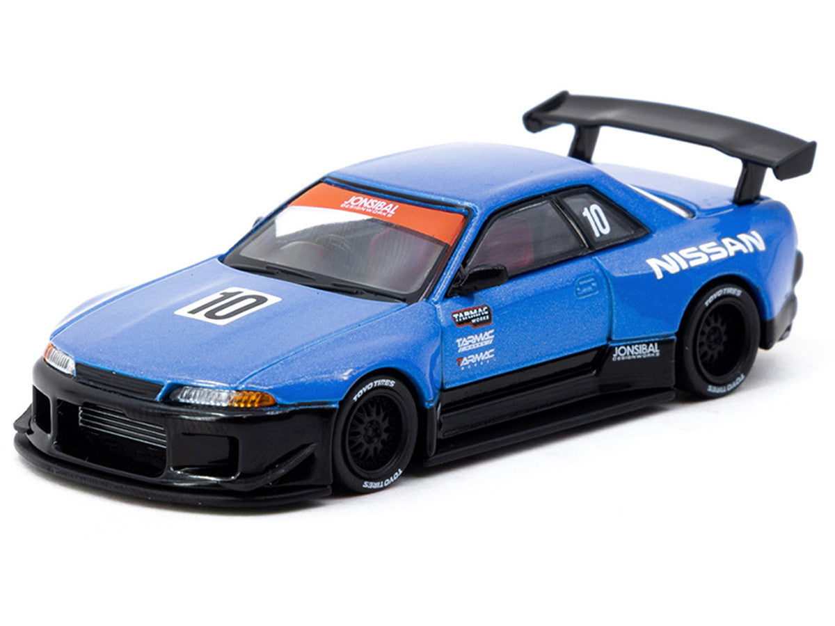 Nissan Skyline (R32) Widebody RHD (Right Hand Drive) #10 "Tarmac Works 10th Anniversary" Blue Metallic "Global64" 1/64 Diecast Model Car by Tarmac Works by Tarmac Works