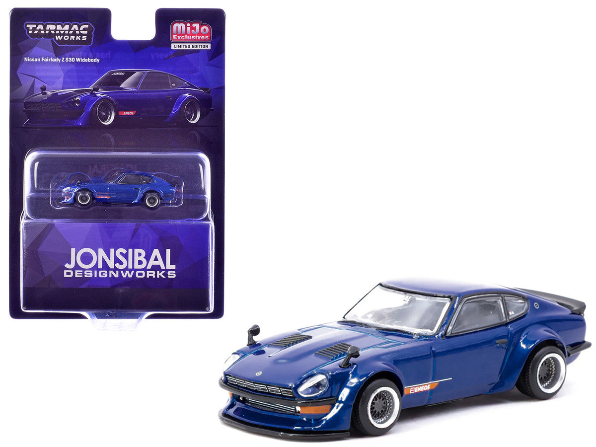 Nissan Fairlady Z S30 Widebody RHD (Right Hand Drive) "Designed by Jon Sibal" Blue Metallic "Global64" Series 1/64 Diecast Model Car by Tarmac Works by Tarmac Works