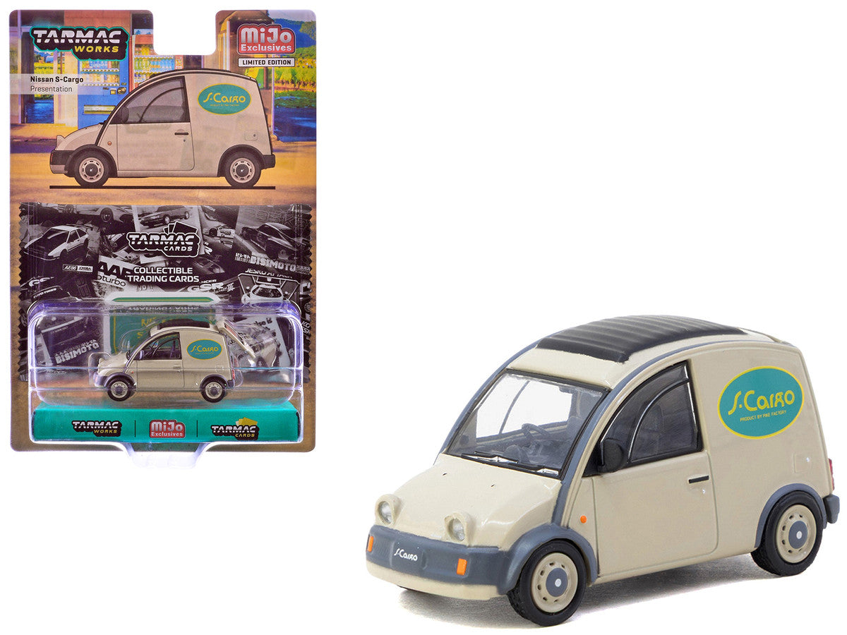Nissan S-Cargo Van RHD (Right Hand Drive) "Presentation" Beige with Tarmac Cards "Global64" Series 1/64 Diecast Model Car by Tarmac Works by Tarmac Works