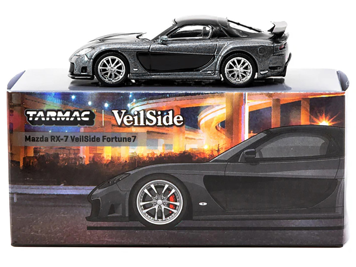 Mazda RX-7 "VeilSide Fortune7" RHD (Right Hand Drive) Gray Metallic and Black "Global64" Series 1/64 Diecast Model Car by Tarmac Works by Tarmac Works