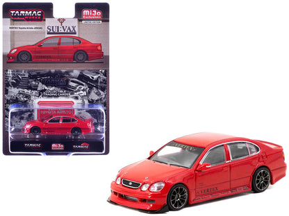 Toyota Vertex Aristo JZS161 RHD (Right Hand Drive) Red with Tarmac Cards "Global64" Series 1/64 Diecast Model Car by Tarmac Works by Tarmac Works
