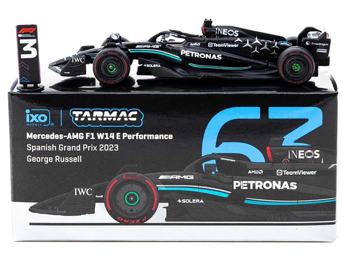 Mercedes-AMG F1 W14 E Performance #63 George Russell 3rd Place Formula One F1 "Spanish GP" (2023) "Global64" Series 1/64 Diecast Model Car by Tarmac Works by Tarmac Works