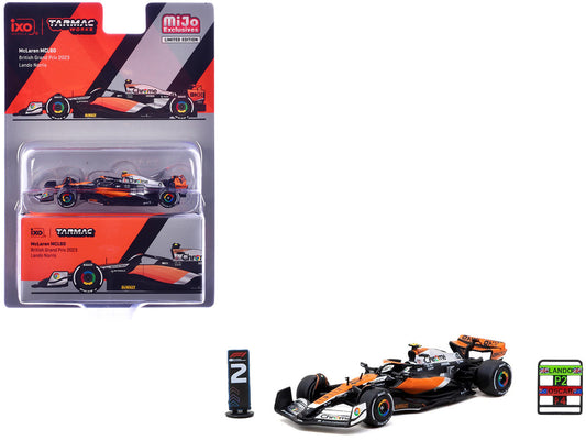 McLaren MCL60 #4 Lando Norris 2nd Place Formula One F1 "British GP" (2023) with Pitboards "Global64" Series 1/64 Diecast Model Car by Tarmac Works by Tarmac Works