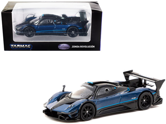 Pagani Zonda Revolucion Blue Metallic and Black with Light Blue Stripes "Global64" Series 1/64 Diecast Model Car by Tarmac Works by Tarmac Works
