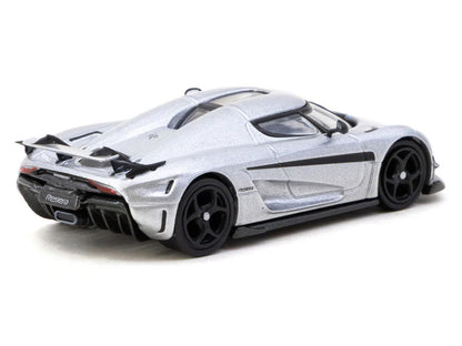 Koenigsegg Regera Silver Metallic with Blue Accents and Collectible Tarmac Cards "Global64" Series 1/64 Diecast Model Car by Tarmac Works by Tarmac Works