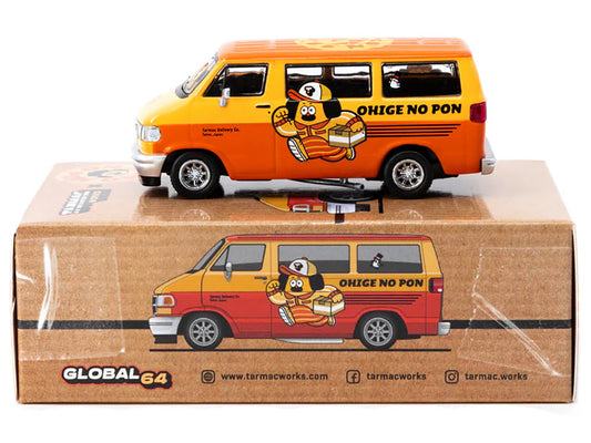 Dodge Van "Ohige no Pon" Orange Two-Tone "Global64" Series 1/64 Diecast Model by Tarmac Works by Tarmac Works