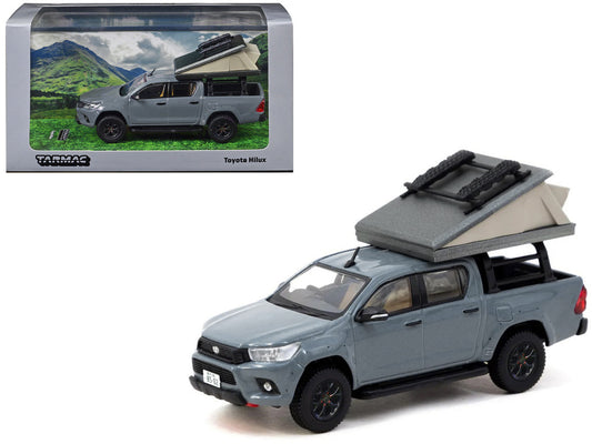 Toyota Hilux Pickup Truck RHD (Right Hand Drive) Gray with Camping Equipment "Road64" Series 1/64 Diecast Model Car by Tarmac Works by Tarmac Works