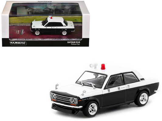 Datsun 510 "Japanese Police" Black and White "Road64" Series 1/64 Diecast Model Car by Tarmac Works by Tarmac Works