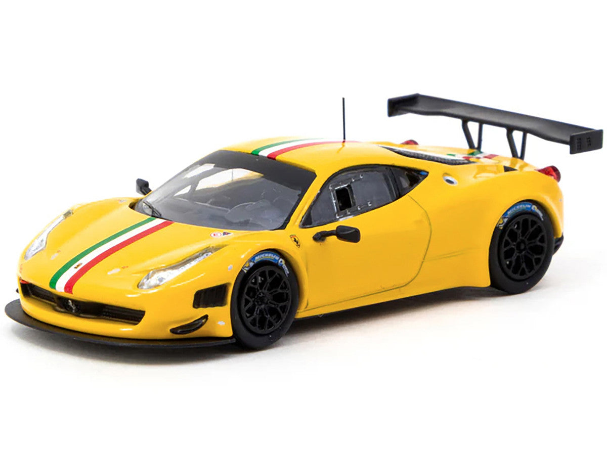 Ferrari 458 Italia GT3 Yellow with Italian Flag Stripes "Road64" Series 1/64 Diecast Model Car by Tarmac Works by Tarmac Works