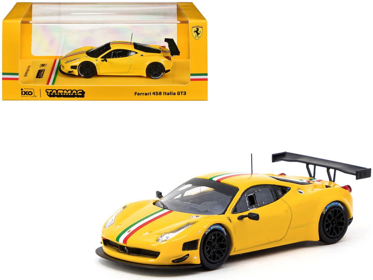 Ferrari 458 Italia GT3 Yellow with Italian Flag Stripes "Road64" Series 1/64 Diecast Model Car by Tarmac Works by Tarmac Works