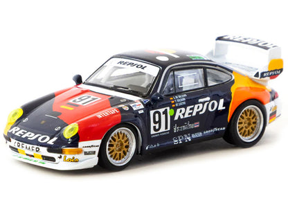 Porsche 911 GT2 #91 Tomas Saldana - Miguel Angel de Castro - Prince Alfonso de Orleans-Borbon "Kremer Racing - Repsol" "24 Hours of Le Mans" (1995) "Collab64" Series 1/64 Diecast Model Car by Schuco & Tarmac Works by Schuco