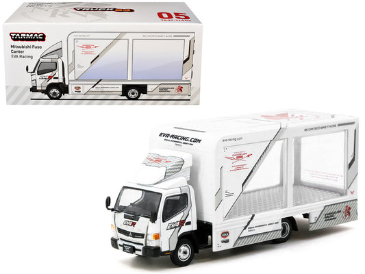 Mitsubishi Fuso Canter Mobile Display Truck RHD (Right Hand Drive) "EVA Racing" White with Graphics "Truck64" Series 1/64 Diecast Model Car by Tarmac Works by Tarmac Works