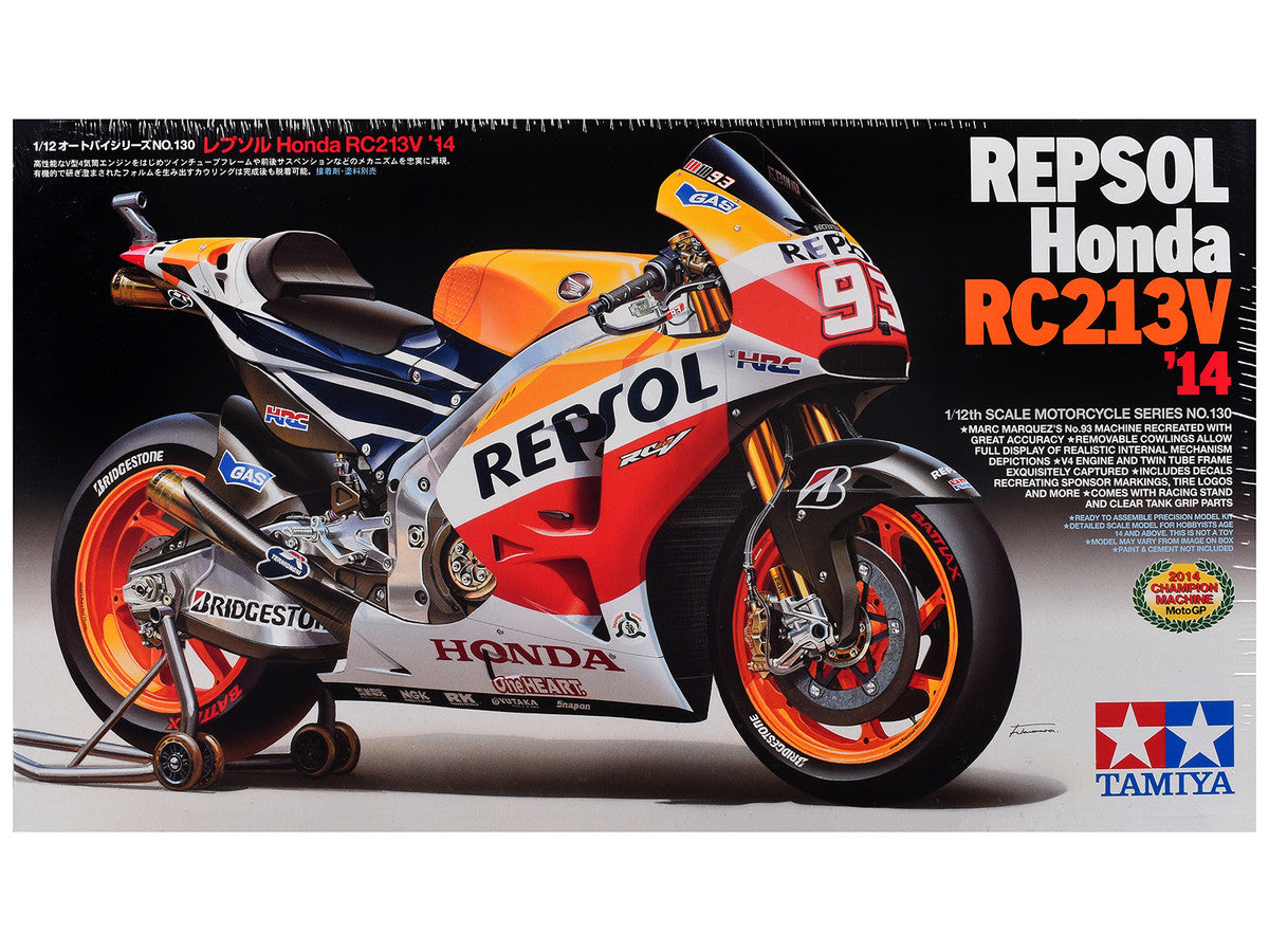 Model Kit Honda RC213V Motorcycle #93 Marc Marquez "Repsol Honda" Winner "Moto GP Championship" (2014) 1/12 Scale Model by Tamiya-0