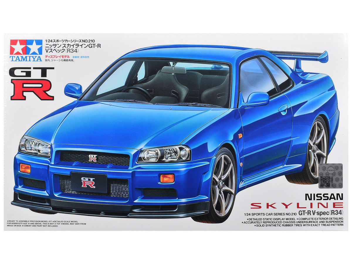 Model Kit Nissan Skyline GT-R V-Spec (R34) 1/24 Scale Model by Tamiya-0