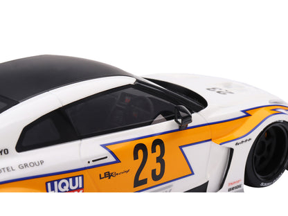 Nissan LB-Silhouette WORKS GT 35GT-RR Ver.1 RHD (Right Hand Drive) #23 White with Yellow Stripes "LB Racing" 1/18 Model Car by Top Speed by Top Speed