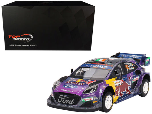 Ford Puma Rally1 #42 Craig Breen - Paul Nagle "M-Sport Ford WRT" 2nd Place "Rally Italia Sardegna" (2022) 1/18 Model Car by Top Speed by Top Speed