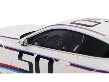 BMW M4 3.0 CSL #50 White with Blue and Red Stripes 1/18 Model Car by Top Speed by Top Speed