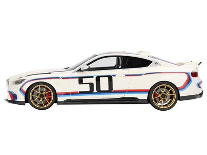 BMW M4 3.0 CSL #50 White with Blue and Red Stripes 1/18 Model Car by Top Speed by Top Speed