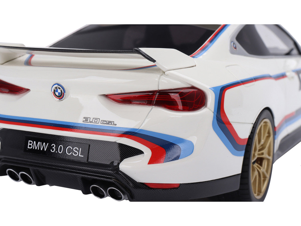 BMW M4 3.0 CSL #50 White with Blue and Red Stripes 1/18 Model Car by Top Speed by Top Speed