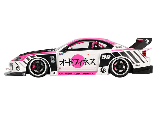 Nissan "LB-Super Silhouette" S15 SILVIA RHD (Right Hand Drive) #99 "Auto Finesse - SEMA 2023" White and Pink 1/18 Model Car by Top Speed by Top Speed