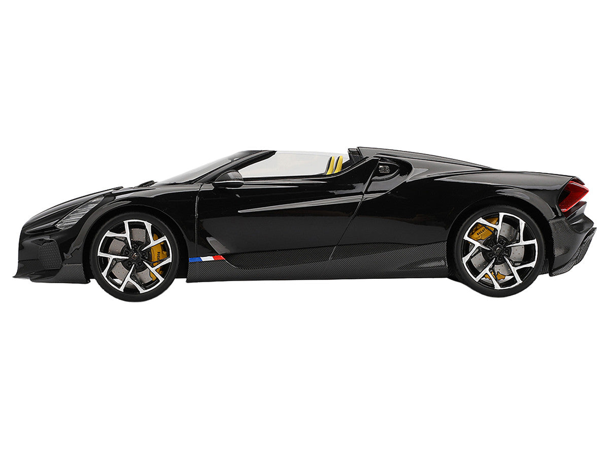 Bugatti W16 Mistral Black with Yellow Interior 1/18 Model Car by Top Speed by Top Speed