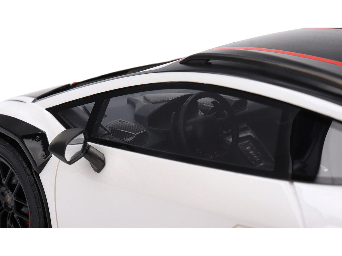 Lamborghini Huracan Sterrato Bianco Asopo White with Matt Black Top and Red Stripes 1/18 Model Car by Top Speed by Top Speed